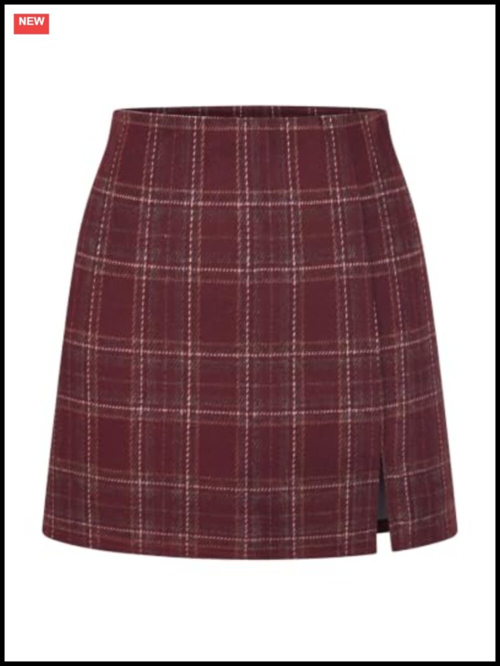 Plaid Gingham Mini Skort High Waisted Slit Skirt Polyester Blend
